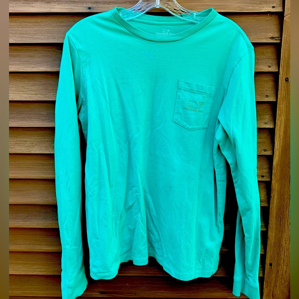 Vineyard Vines boys 18 Green orange Long Sleeve T-Shirt whale logo